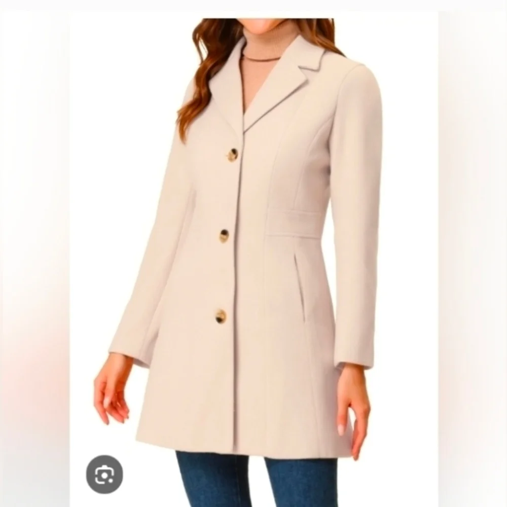 Allegra K Women's Notched Lapel Single Breasted Long Sleeve Winter Coats